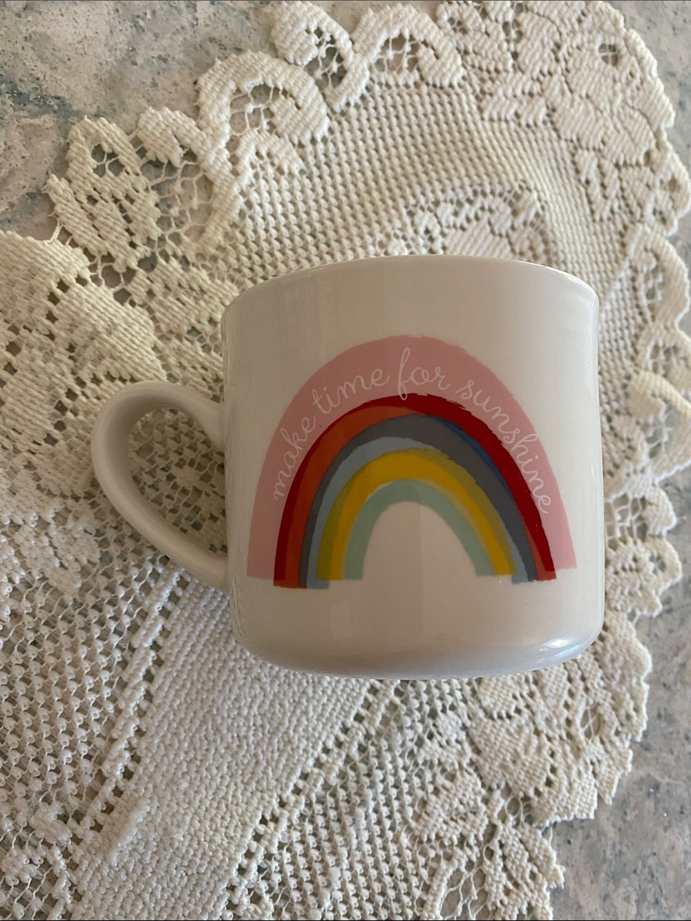 Opalhouse cream Rainbow Ceramic Coffee Mug - Make Time for Sunshine